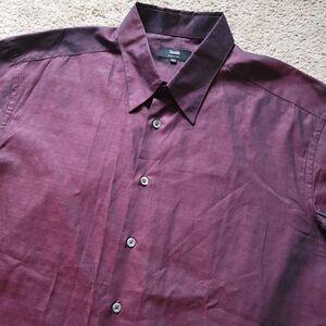 Vintage Y2k Zanella Made In Italy Shirt Long Sleeve Mens XXL Woven Check Maroon